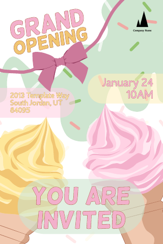 Ice Cream Grand Opening Invitation Template