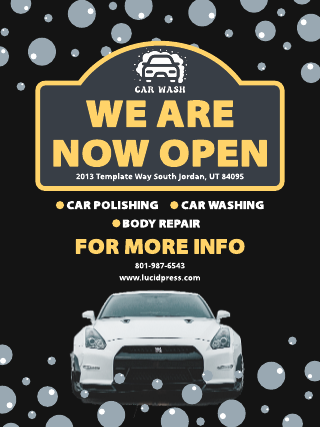 Dark Style With Bubbles Car Wash Poster Template