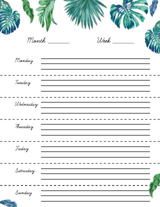 Euclidean Leaf Clean Weekly Calendar Template