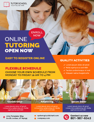 Colorful Kids Learning Tutor Flyer Template