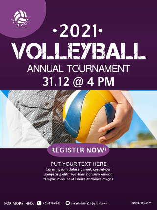 Violet Volleyball Poster Template