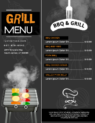 Simple Grill Menu Barbeque Restaurant Template
