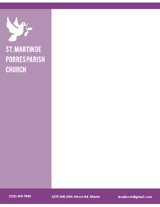 Horizontal Church Purple Letterhead Template