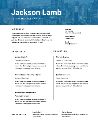 Tinted cityscape resume template