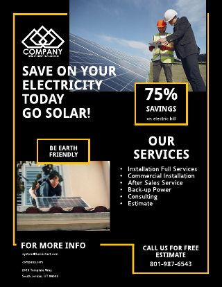 Simple Black & Yellow Solar Flyer Template