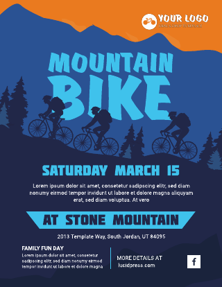Mountain Bike Blue Flyer Template