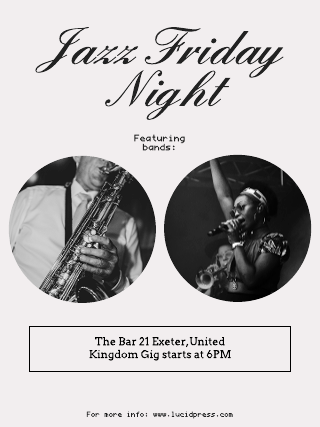 Jazz Friday Night White And Black Concert Poster Template