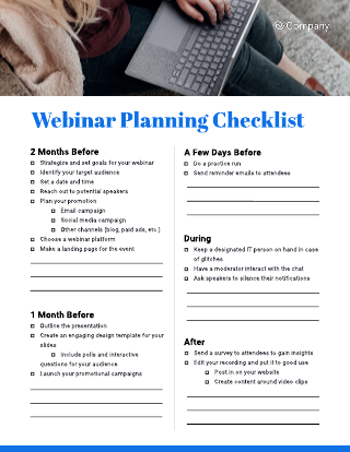 Webinar Planning Kit Templates