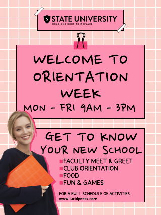 Pink Orientation College Poster Template
