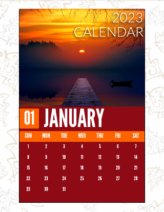 Orange Sunset Calendar Template