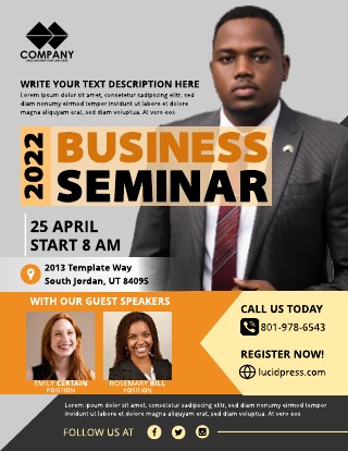 Orange Simple Business Seminar Flyer Template