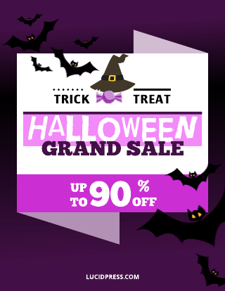 Violet Grey Halloween Grand Sale Flyer Template