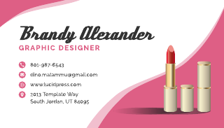 Pink White Lipstick Makeup Business Card
