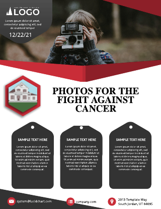 Red Photos For The Fight Against Cancer Fundraising Flyer Template