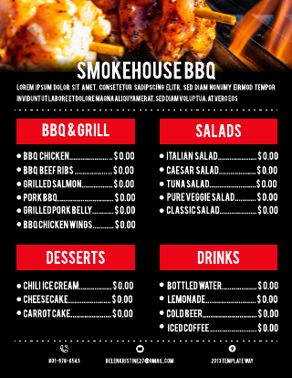 Red and Black BBQ Restaurant Menu Template