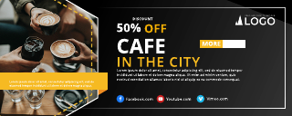Orange Cafe In The City Horizontal Banner Template