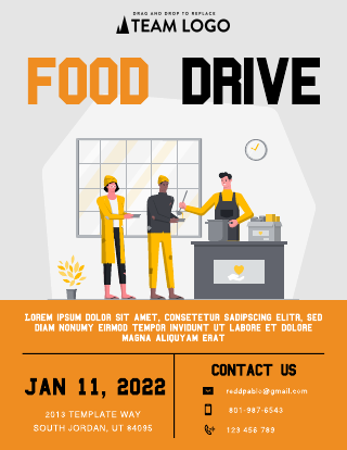 Orange Illustration Food Drive Flyer Template
