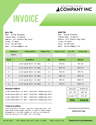 Light Green and Gradient Green Sales Invoice Template