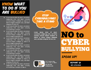 Grey Orange Anti Cyberbullying Brochure Template