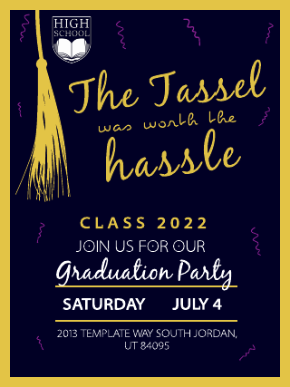 Dark Blue and Yellow Graduation Poster Template
