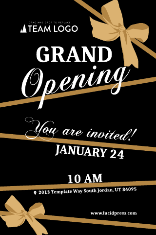 Black & Glod Grand Opening Invitation Template