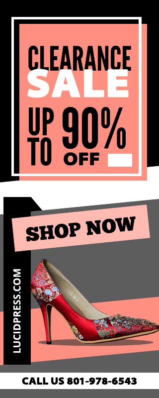Pink Grey Shoes Sale Vertical Banner Template