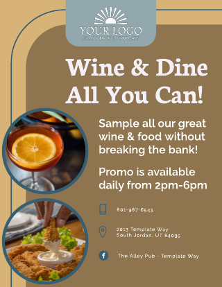 Simple Wine & Dine Promo Bar Flyer Template