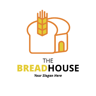Yellow Orange Bread House Logo Template
