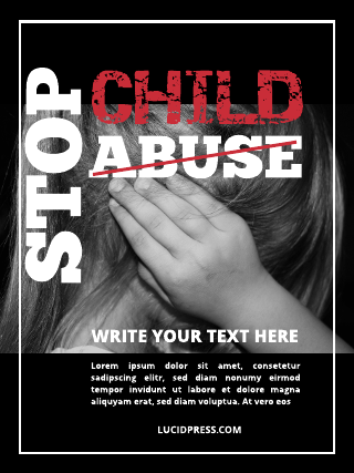 Child Abuse Black and White Poster Template