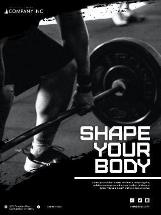 Black And White Fitness Poster Template