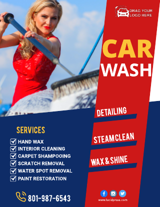 Lady Car Washer Flyer Template