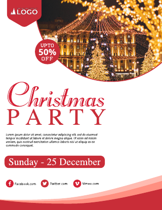 Red Christmas Party Invitation Template