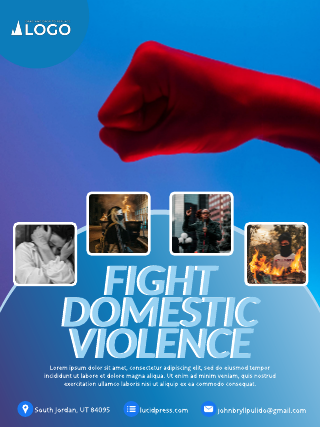Sky Blue Fight Domestic Violence Poster Template