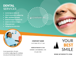Dental Clinic Green Orange Brochure Template