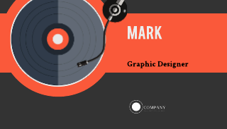 Grey and Orange Red Simple DJ Business Card Template