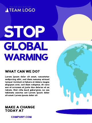 Blue and White Global Warming Poster Template