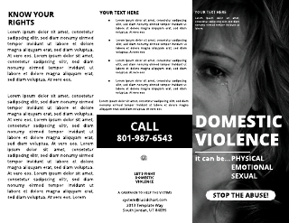 Black and White Domestic Violence Brochure Template