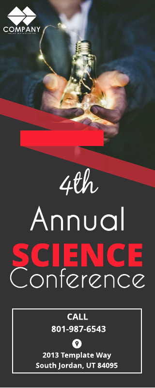 Black Red Science Conference Vertical Print Banner Template