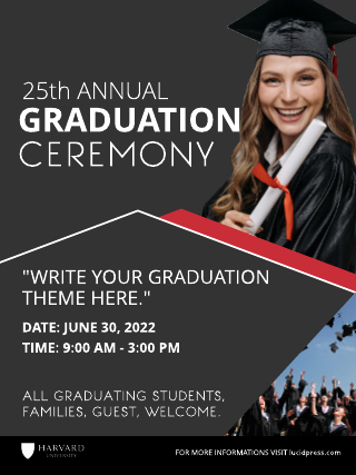 Black Grey Simple Graduation Poster Template