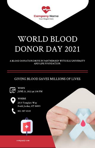 Dark Simple World Blood Donor Day Poster Template