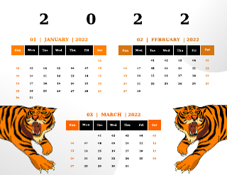 Tiger Photo Calendar Template
