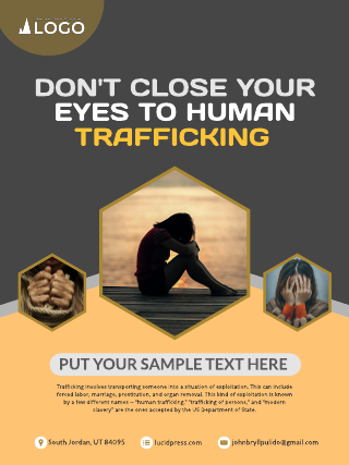 Orange Don't Close Your Eyes To Human Trafficking Poster Template