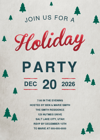 Casual Holiday Party Invitation (5x7) Template