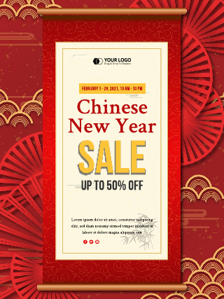 Chinese New Year Sale Holiday Poster Template