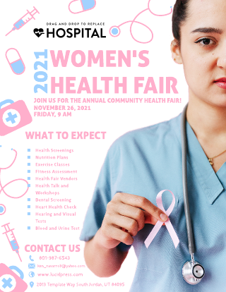 Pastel Hospital Health Fair Flyer Template
