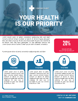 Blue And Red Health And Medical Flyer Template