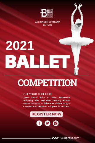 Red White Ballet Competition Poster Template