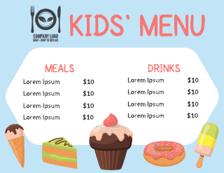 Cotton Candy Sweets Kids Menu Template