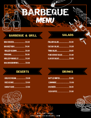 Black and Brown Barbeque Restaurant Menu Template