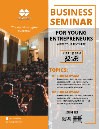 Orange Translucent Seminar Business Flyer Template